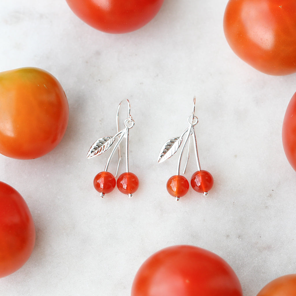 cherry earrings sterling silver
