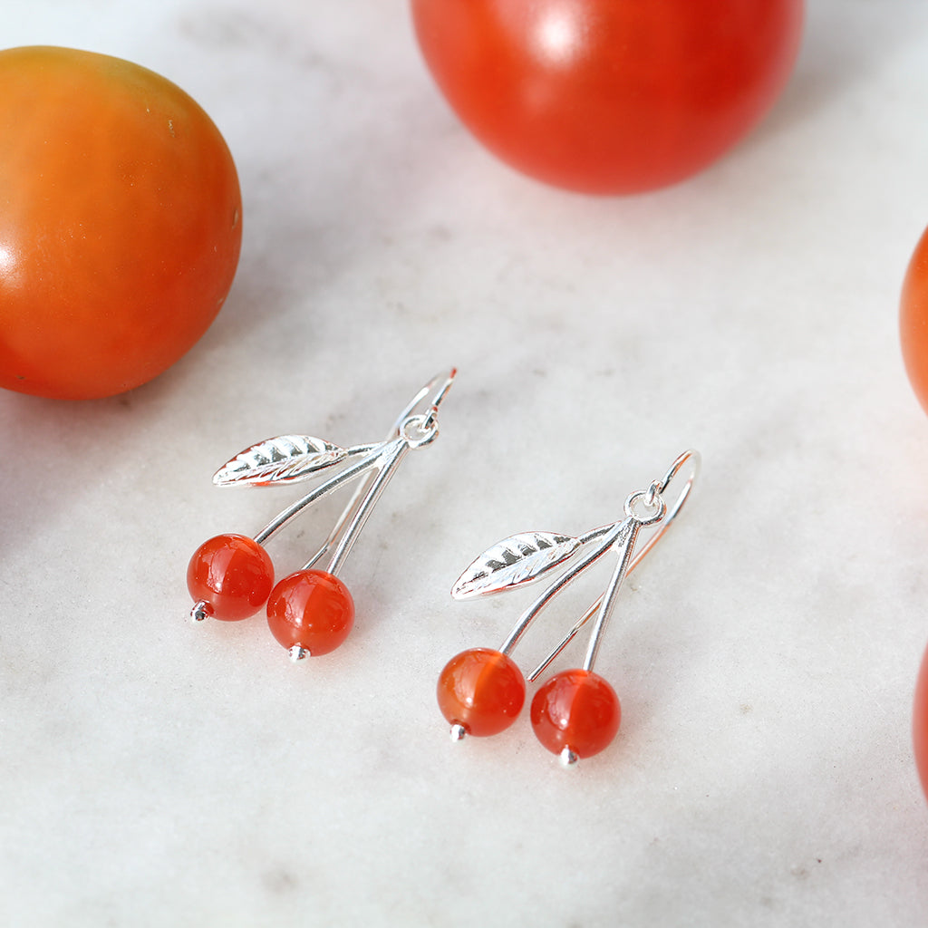 cherry earrings silver