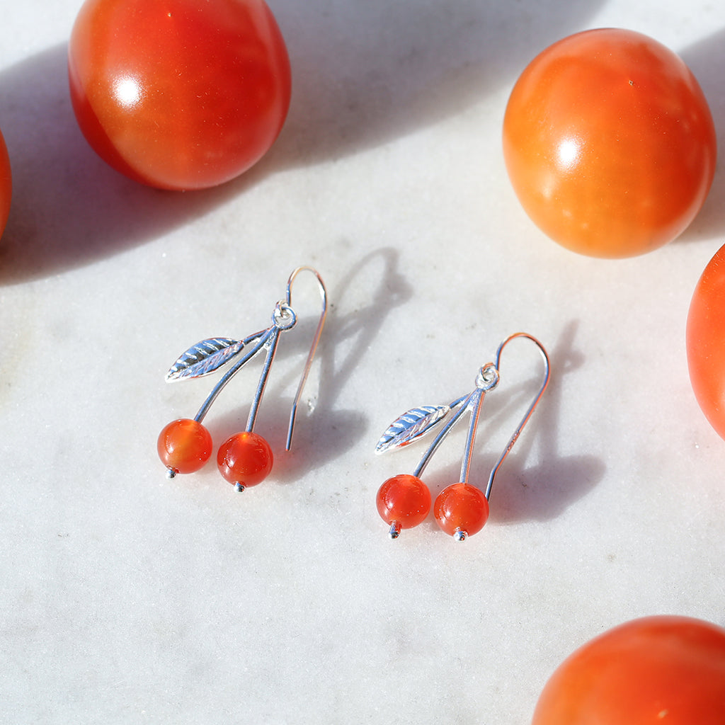 red cherry earrings