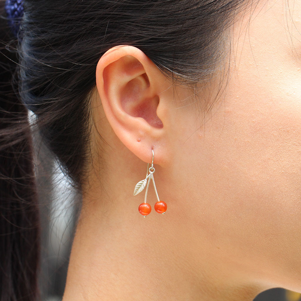 Cherry earrings with carnelians