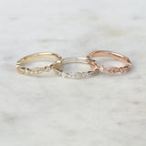 Diamond leaf wedding bands in yellow gold, white gold and rose gold