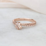 Silver fern engagement ring with a lab-grown pink diamond