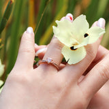 Silver fern engagement ring in rose gold