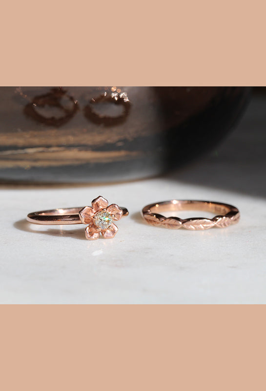 flower engagement rings and botanical wedding rings