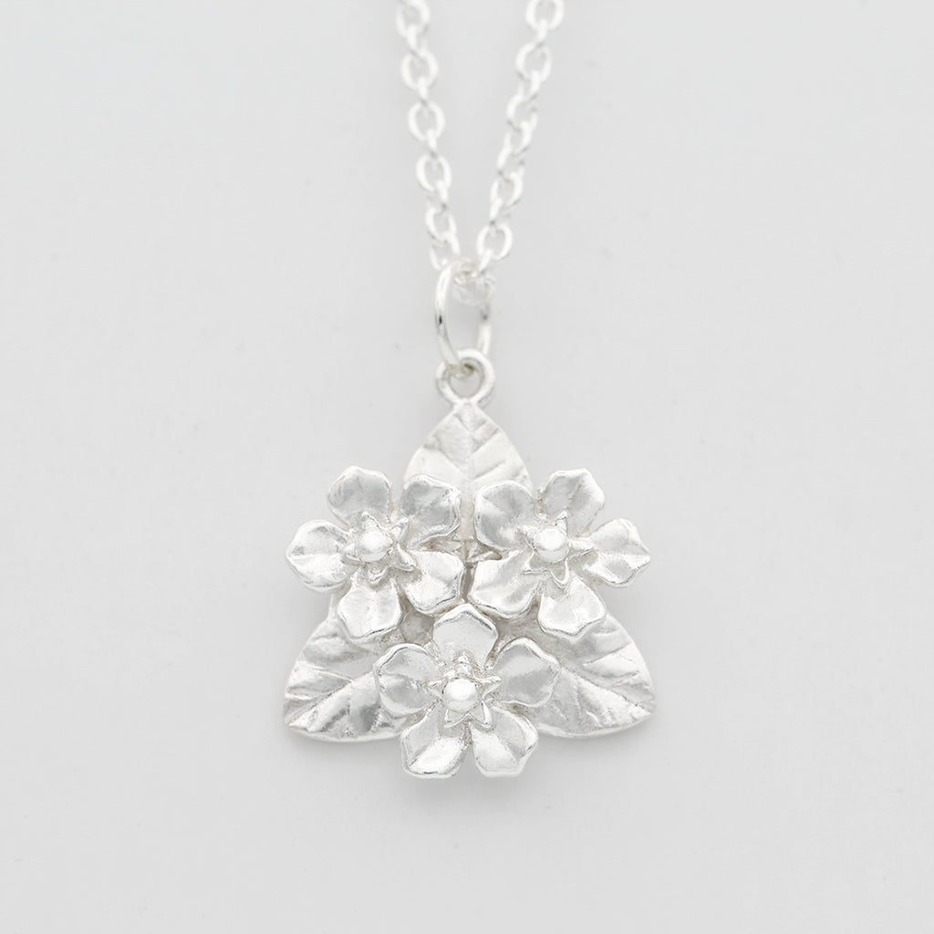 forget me not bouquet necklace silver
