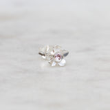 Forget me not flower stud with a pink sapphire