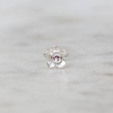 Pink sapphire forget me not stud in sterling silver
