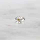 Yellow sapphire forget me not flower stud in sterling silver