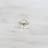 Forget me not flower stud with a yellow sapphire