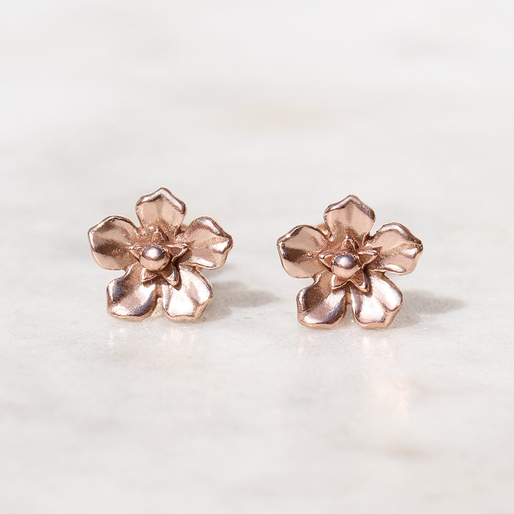 forget me not flower earrings rose gold