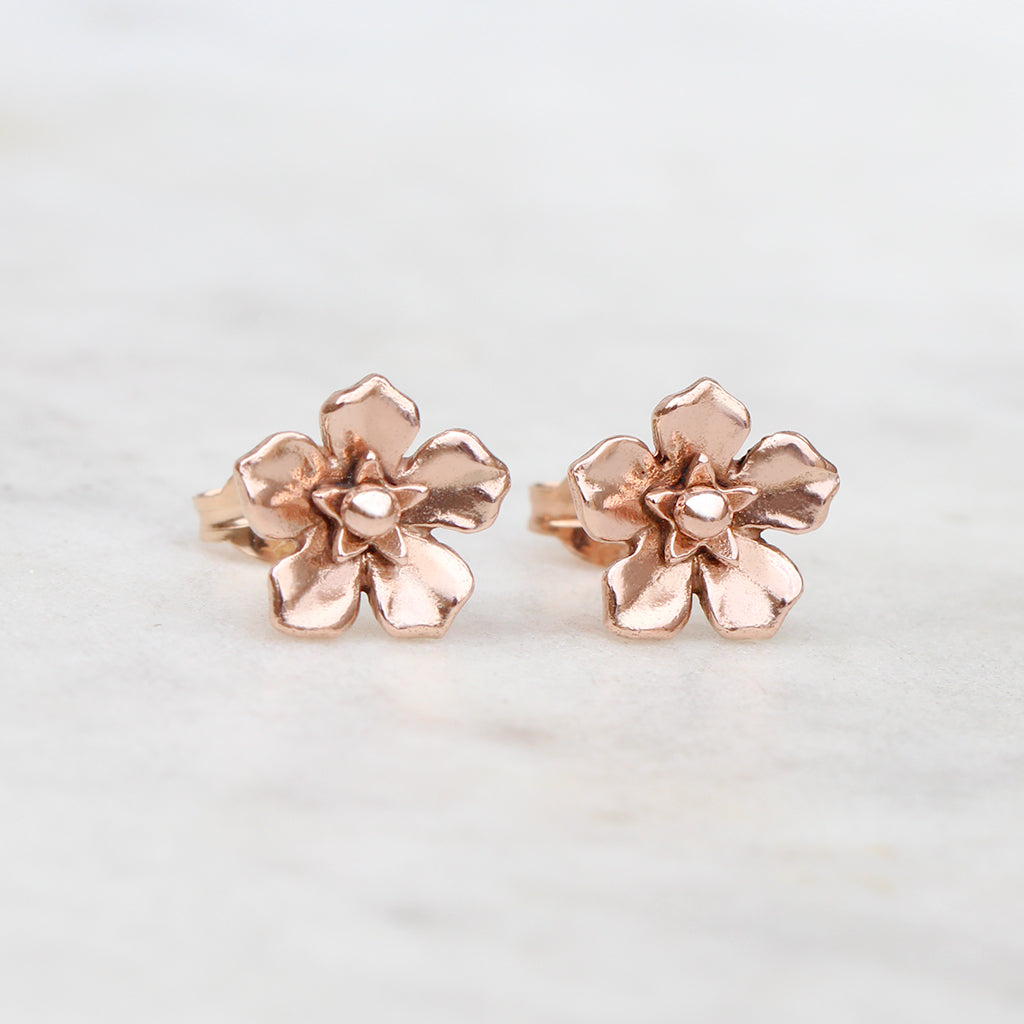 Forget me not earrings in rose gold