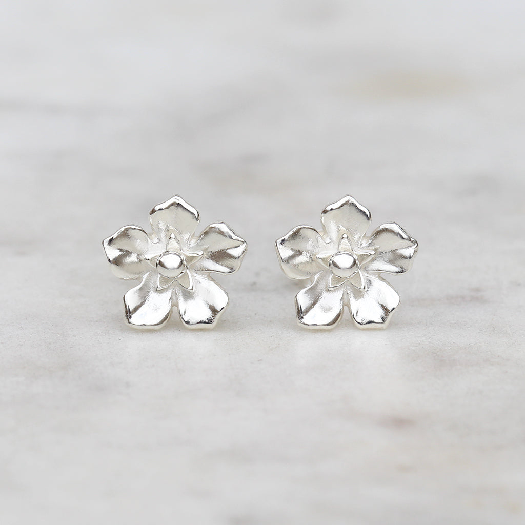 Forget me not flower earrings sterling silver