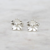 Silver forget me not flower earrings
