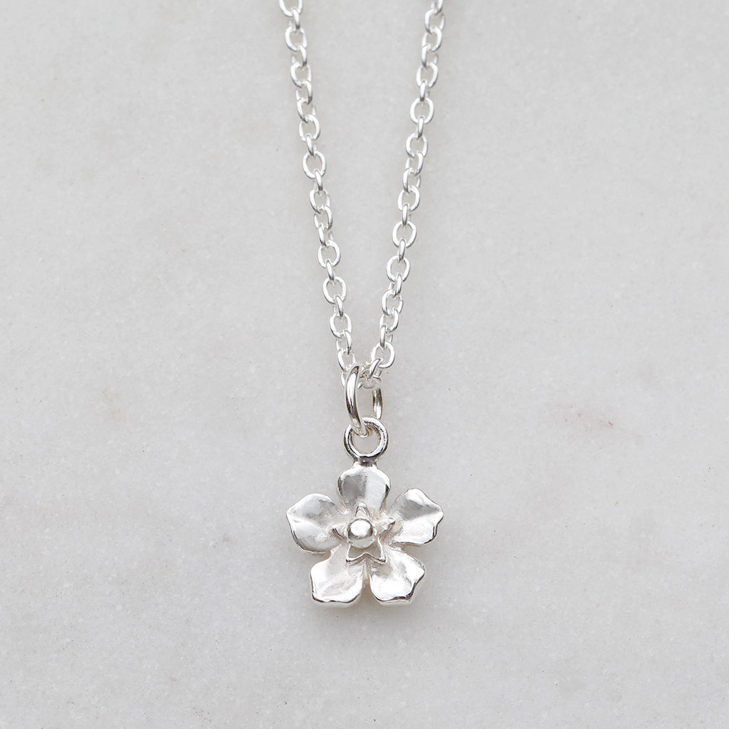 forget me not flower necklace sterling silver