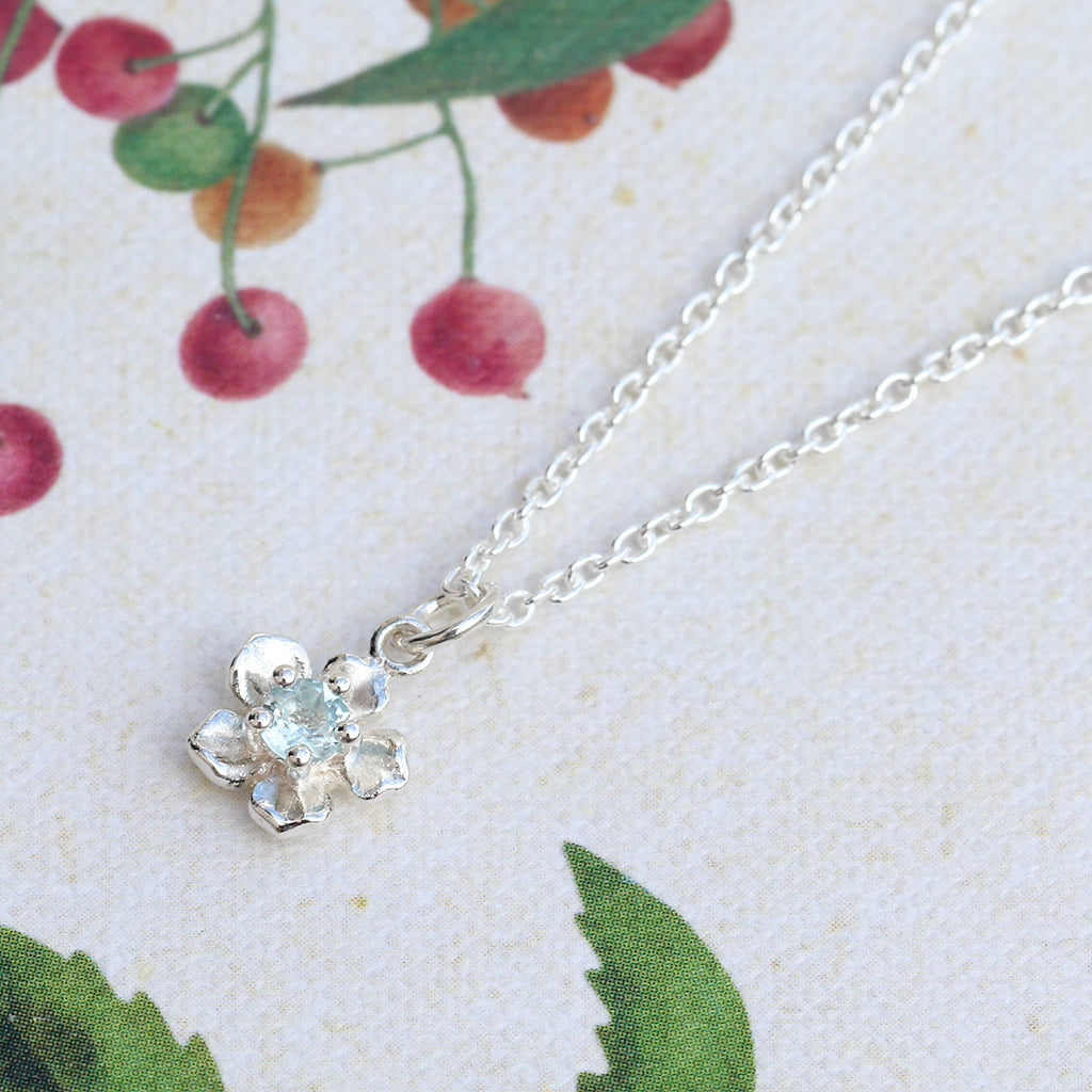 Forget Me Not Necklace/ Aquamarine