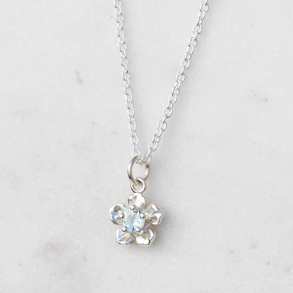 Forget Me Not Necklace/ Aquamarine