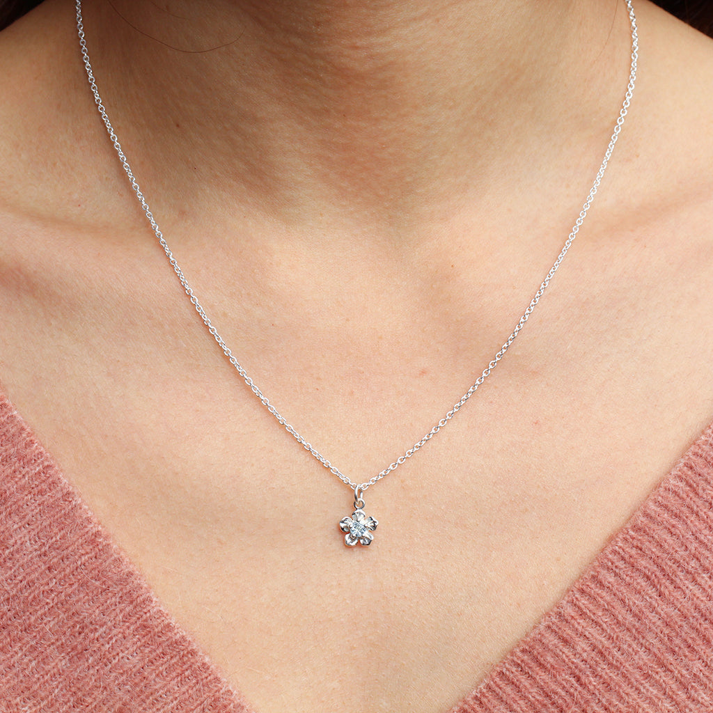 Forget Me Not Necklace/ Aquamarine