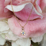 Gold forget me not sapphire necklace