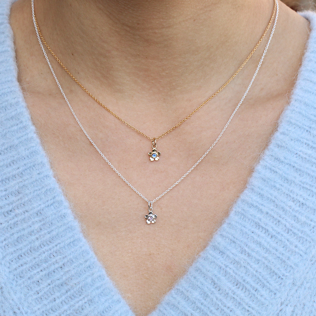 Mini forget me not flower necklaces