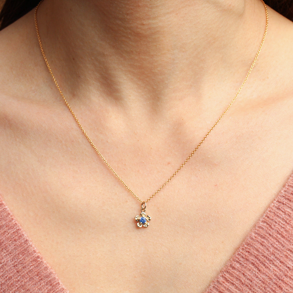 sapphire forget me not necklace