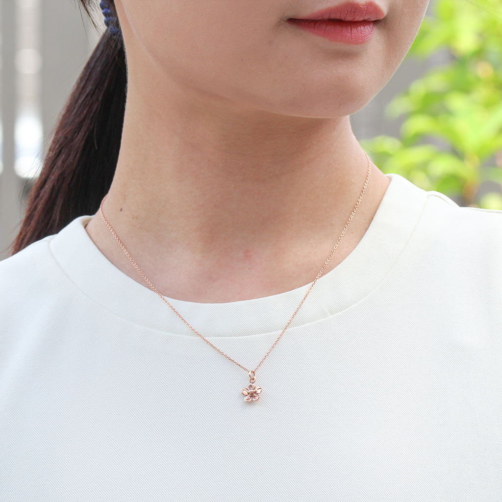 Forget me not flower necklace in rose gold