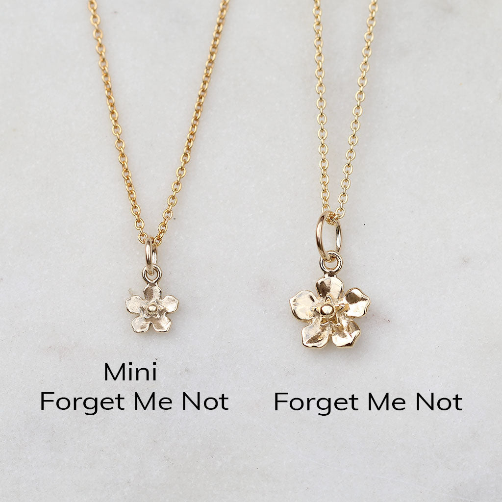 Gold forget me not flower size comparison