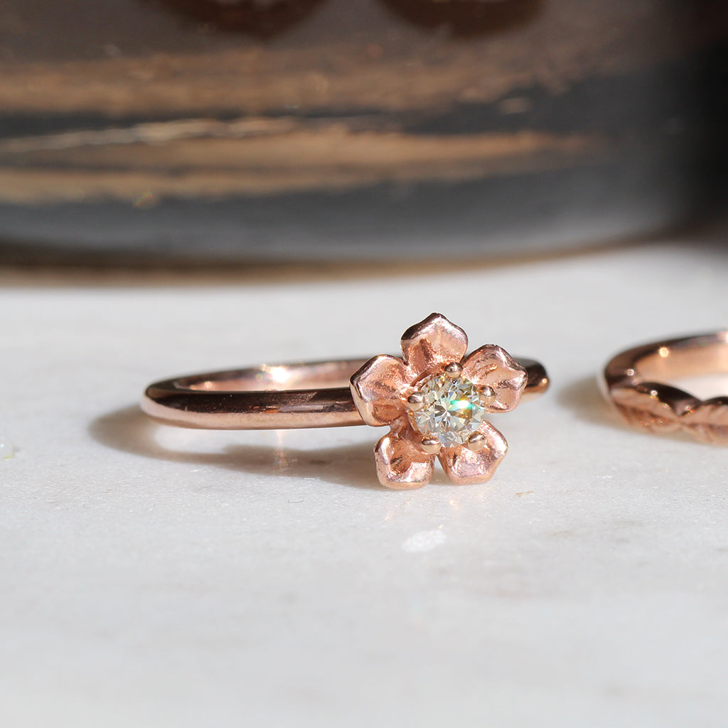 forget me not flower engagement ring