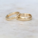 Gold hammered wedding rings