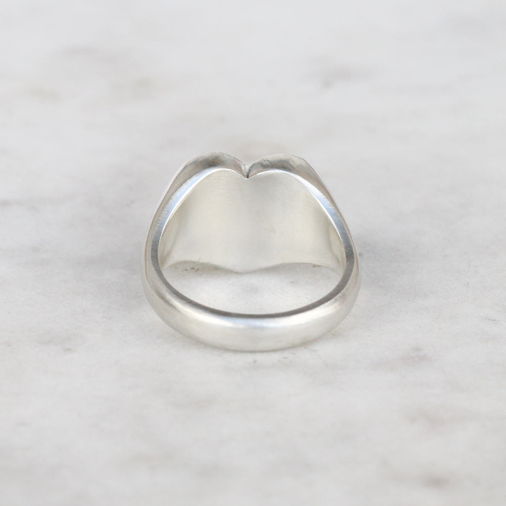silver heart signet ring