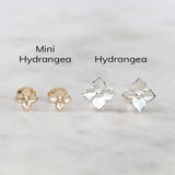 Hydrangea flower earrings size comparison