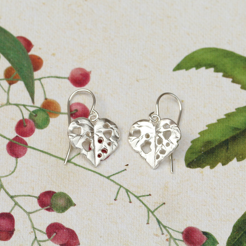 kawakawa leaf earrings sterling silver