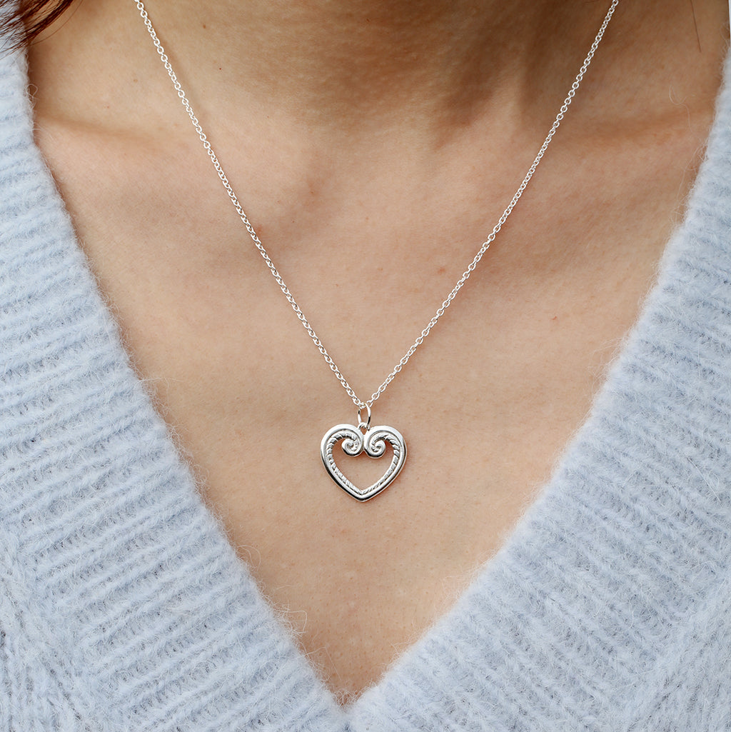 Koru heart necklace in sterling silver