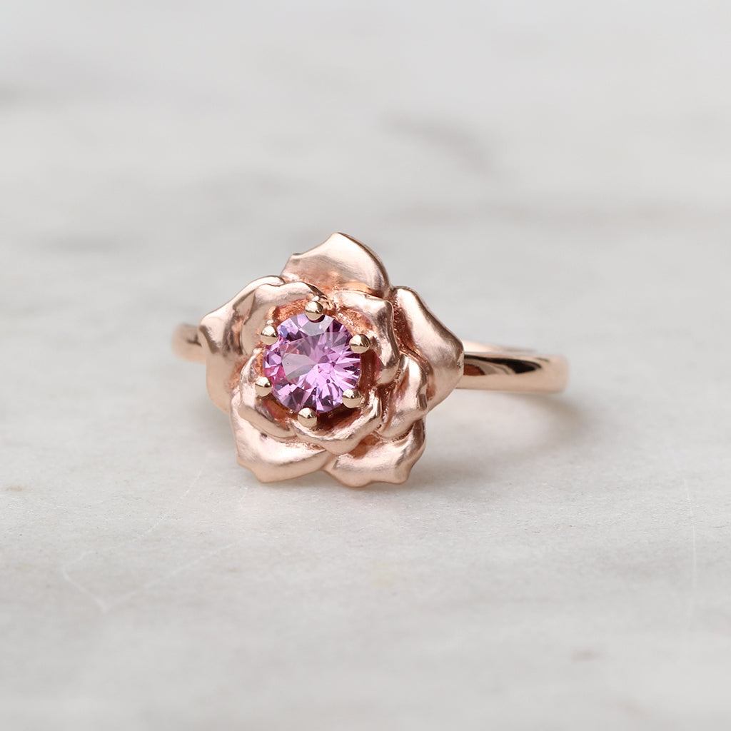 pink sapphire rose ring
