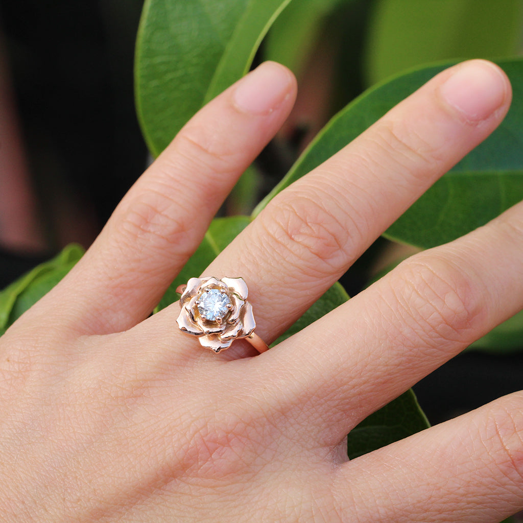 Diamond rose engagement ring