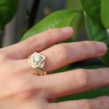 gold rose ring with a leaf ring