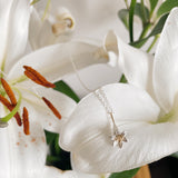 lily flower necklace in gold and silver