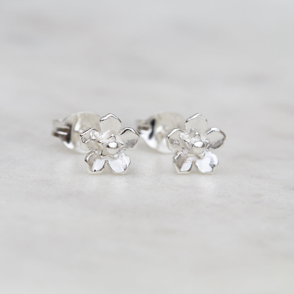 Tiny forget me not flower earrings