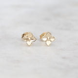 Small gold hydrangea flower earrings