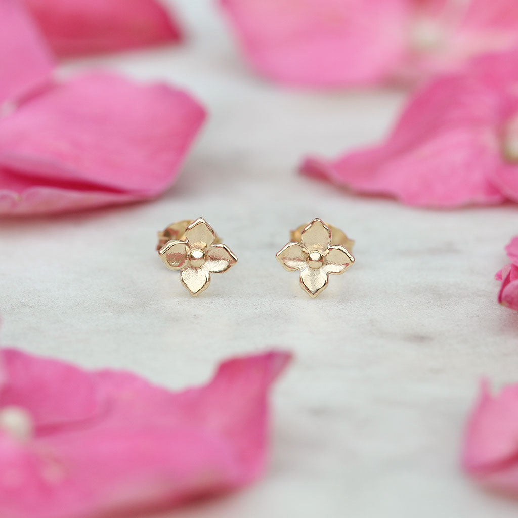 Gold mini hydrangea earrings