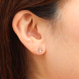 Tiny hydrangea flower earrings in rose gold