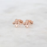 Small rose gold hydrangea flower earrings