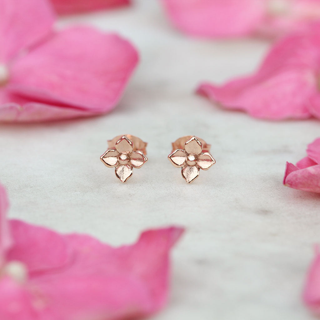 Rose gold mini hydrangea earrings