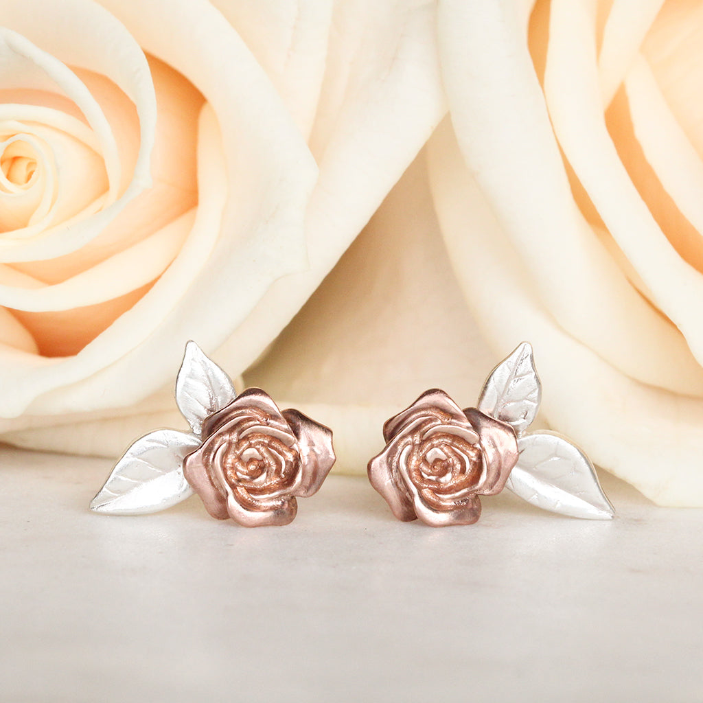 Rose flower sale earrings studs