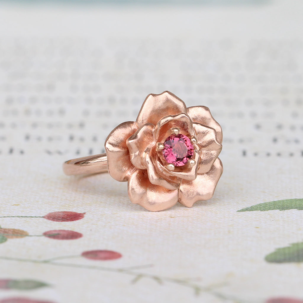 rose in bloom ring rose gold