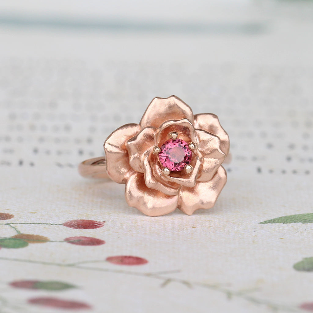 rose gold rose ring