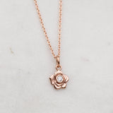 Rose necklace with a diamond in rose gold