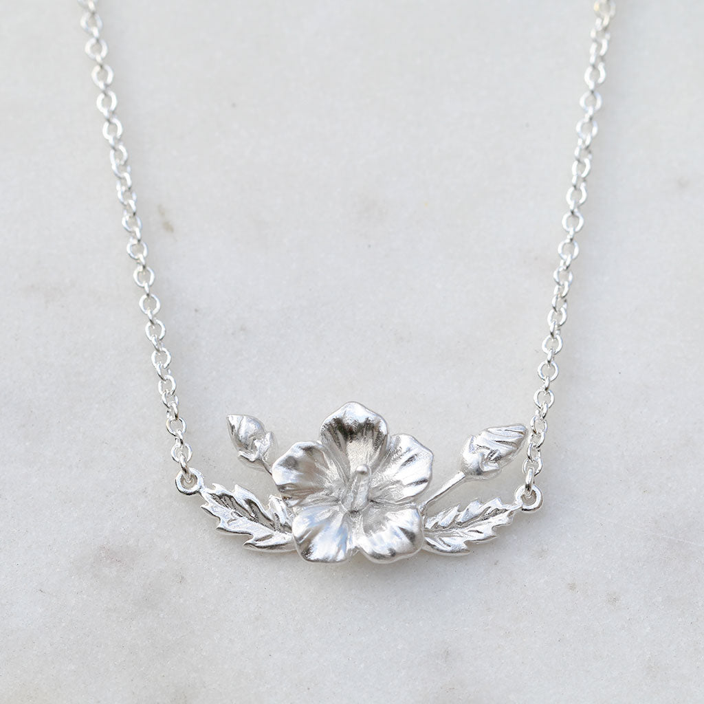 Rose of Sharon sterling silver necklace