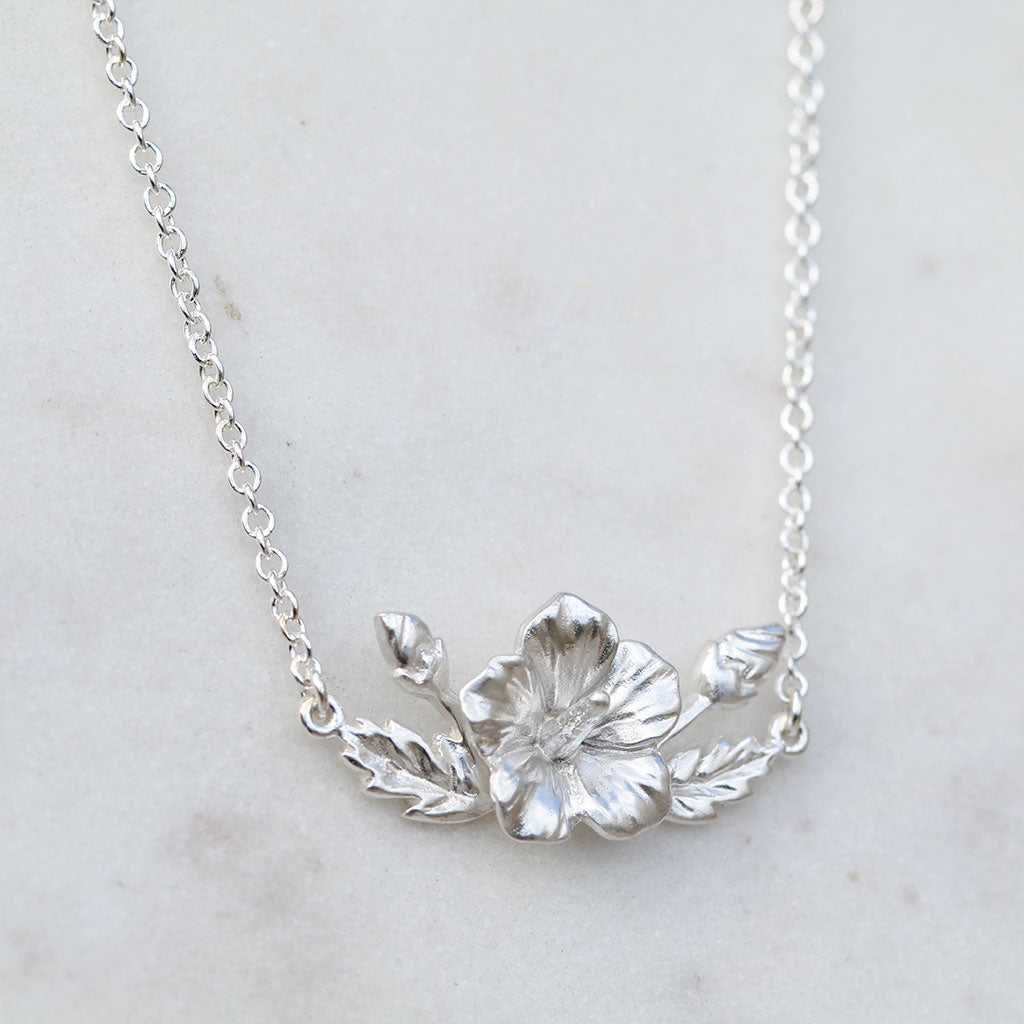 Rose of Sharon hibiscus flower necklace