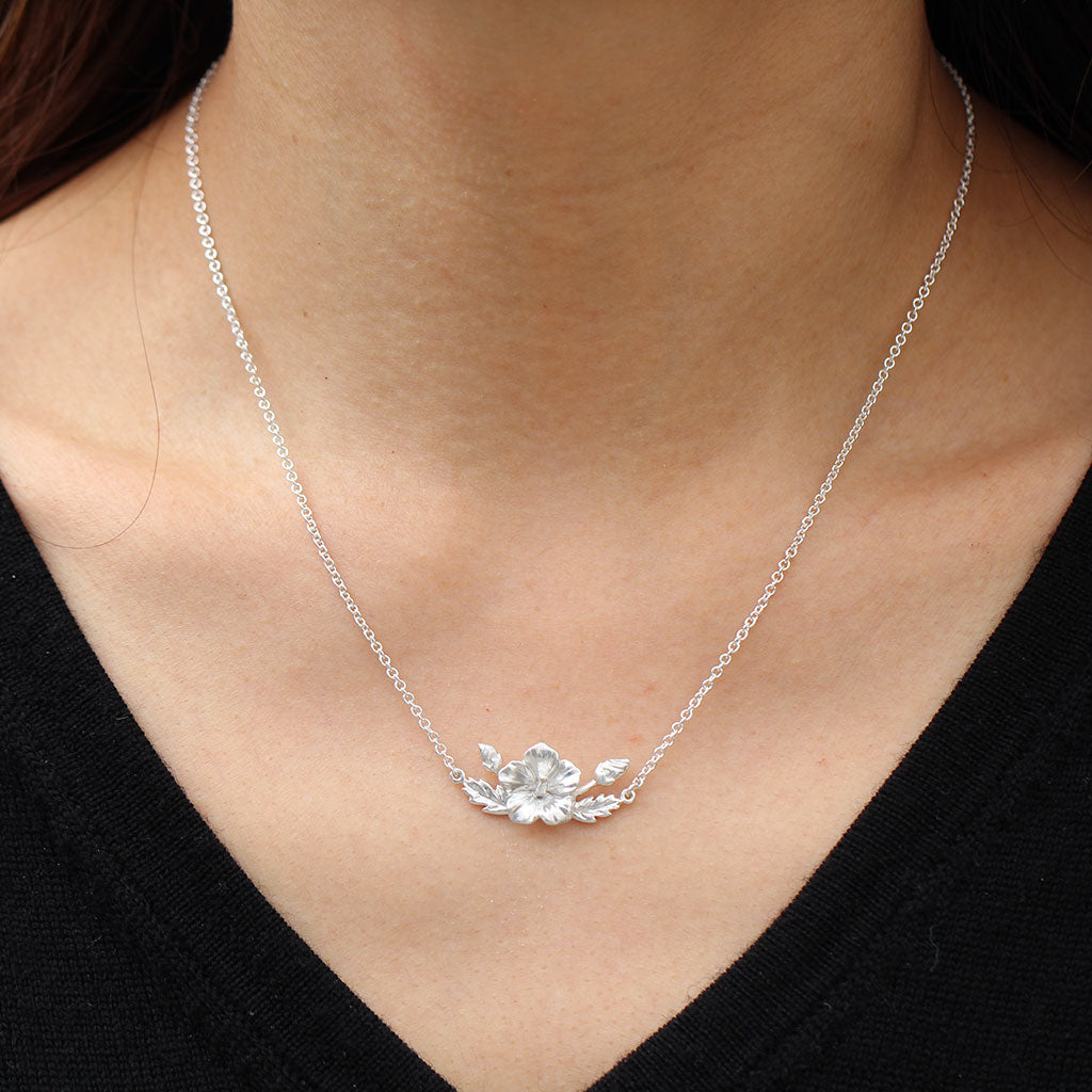 Rose of Sharon silver necklace