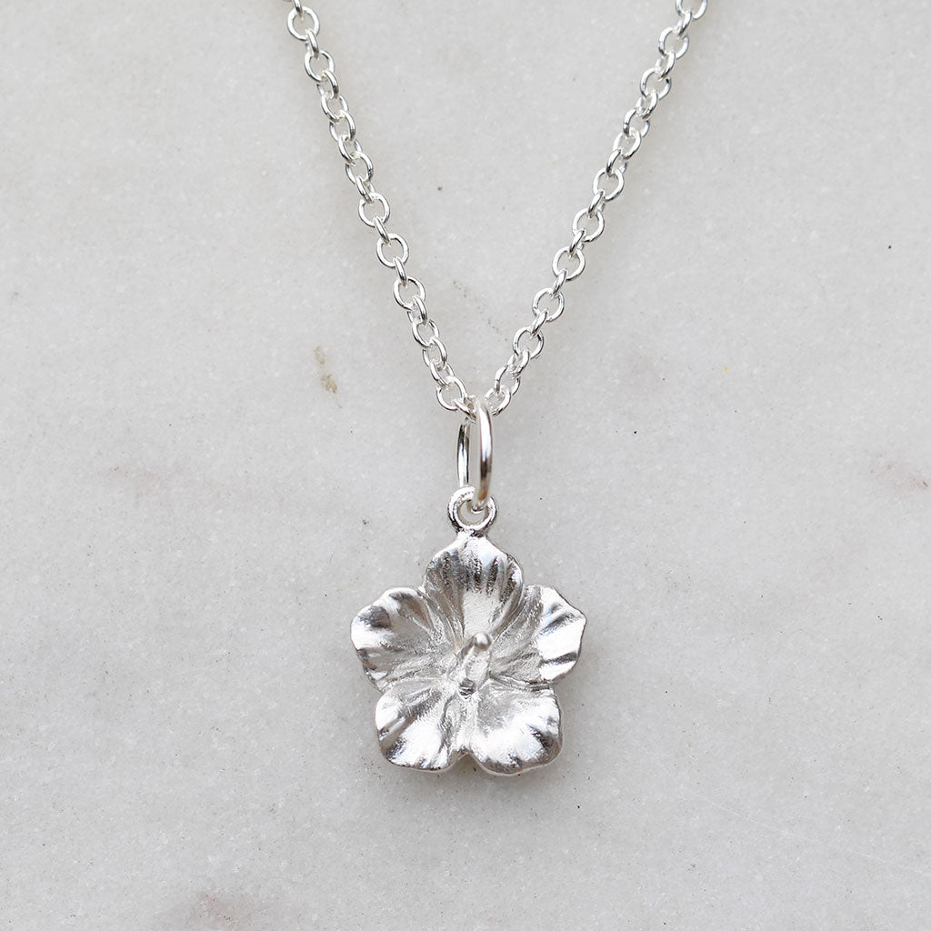 Rose of Sharon pendant necklace in sterling silver